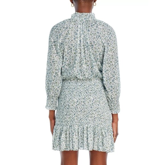 398$Veronica Beard Corsica Smocked Skirt Mini Dress 3/4 Sleeves Size S Ivory - Picture 2 of 5